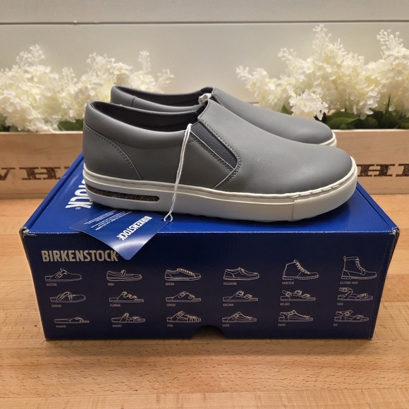 Birkenstock Shoes - Birkenstock Oswego Leather Slip-On Sneakers Gray Womens Size 37 NIB